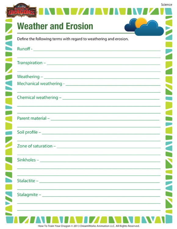 Weather And Erosion â Science Worksheet For 6th Grade